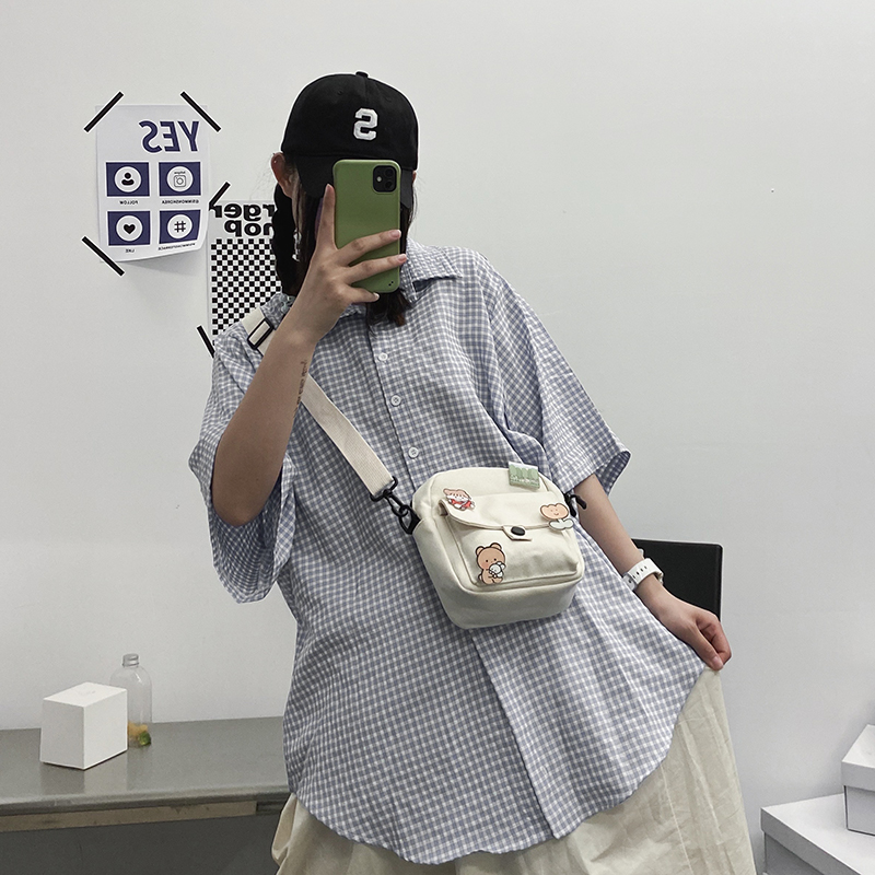 3包包2020新款潮ins单肩百搭韩版原宿ulzzang可爱帆布包斜挎小包女