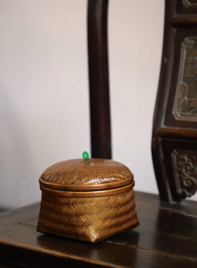 手工竹编复古多宝盒收纳盒中式复古结婚便携收纳盒糕点盒家居摆件