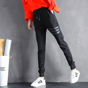 哈伦裤 黑色运动裤 显瘦休闲九分春秋卫裤 时尚 女夏宽松束脚2025新款