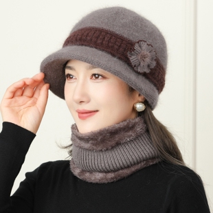 中老年人妈妈戴的帽子女秋冬季奶奶老太太显年轻加绒保暖洋气盆帽