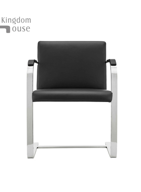 Flat Brno chair设计师餐椅意式不锈钢中古真皮椅包豪斯风格