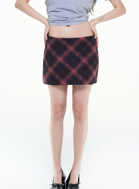 RANDOMHOKER 低腰格纹半裙防走光休闲百搭短裙辣妹A字裙女