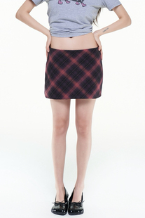 RANDOMHOKER 低腰格纹半裙防走光休闲百搭短裙辣妹A字裙女