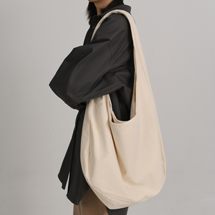 UMASOU 日系百搭简约通勤棉质加厚百搭双层单肩斜挎大容量帆布包