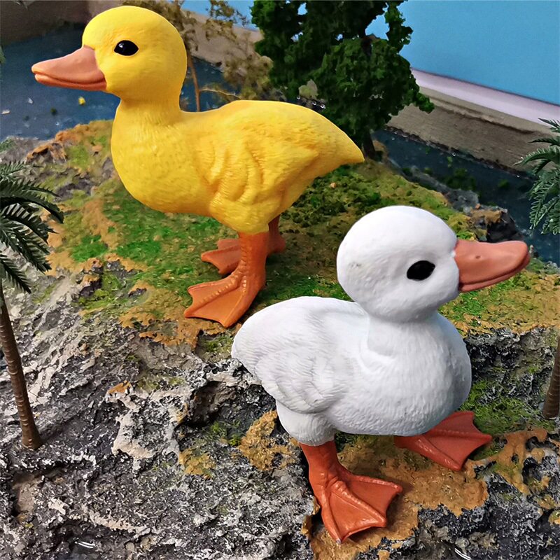 跨境仿真野生牧场家禽小鸭子动物模型黄鸭白鸭儿童装饰品摆件玩具