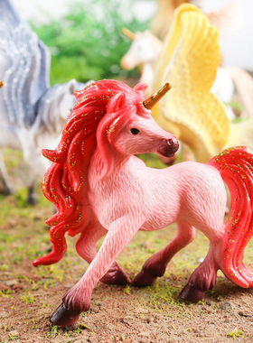 跨境儿童仿真童话故事神话迷你动物神兽精灵马独角兽玩具女孩礼物