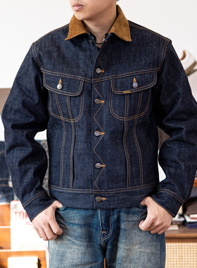 红风 风暴骑士美式牛仔外套男加厚棉衣羊毛内胆暴风原牛夹克丹宁