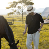 高端轻薄透气棉麻T恤圆领口袋宽松针织衫 红风 老钱亚麻上衣男女款