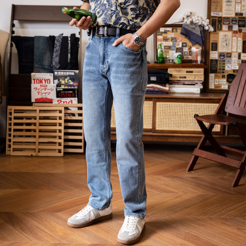 复古水洗牛仔裤男阿美咔叽美式