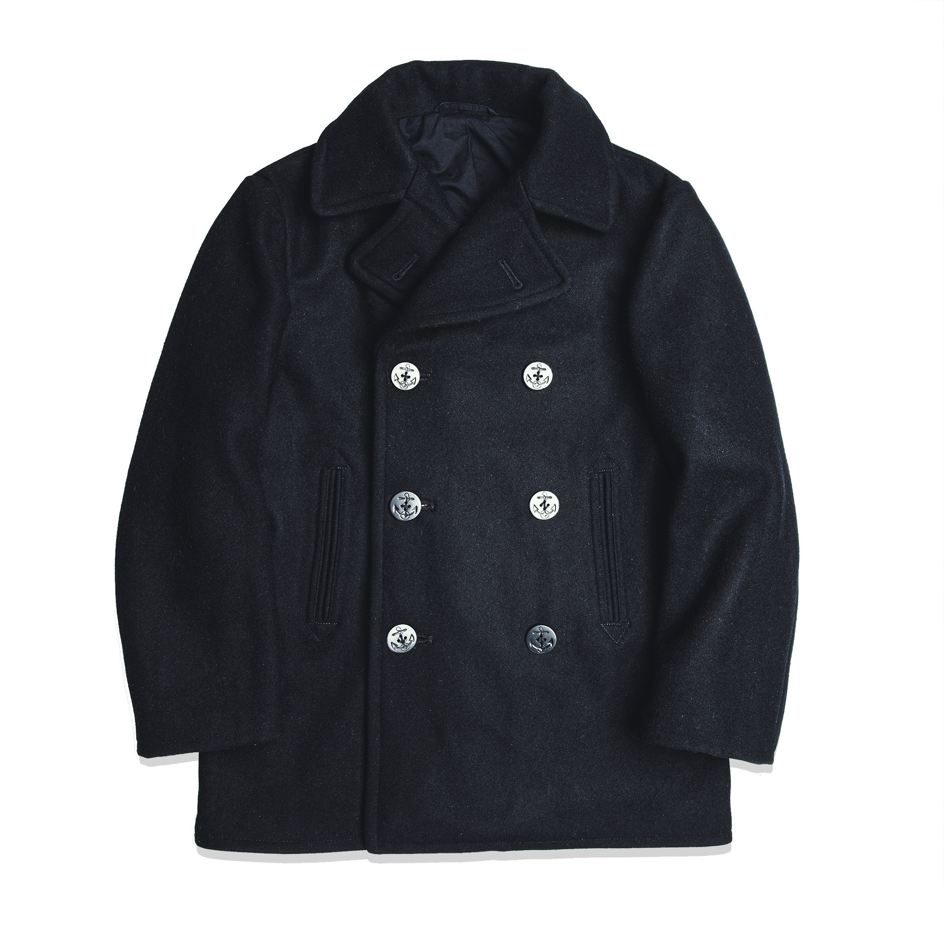 thumbnail for Red wind 740 navy woolen coat pea coat mid-length double-breasted loose retro double-sided woolen coat