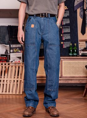 红风 牛仔裤美式咔哈特b01周年版多口袋工装裤直筒双膝伐木裤B73