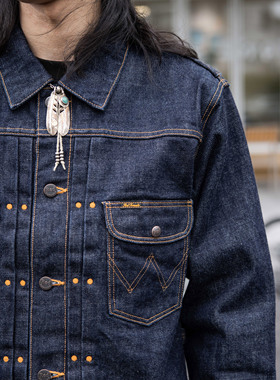 红风 11MJ原色牛仔外套男18oz重磅短款修身牛仔衣夹克列侬同款