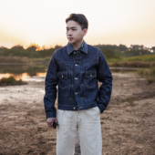 红风 TYPE2牛仔夹克男秋冬宽松牛仔衣复刻visvim101原色牛仔外套