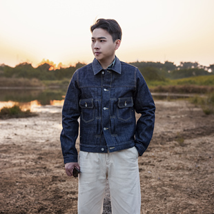 红风 TYPE2牛仔夹克男秋冬宽松牛仔衣复刻visvim101原色牛仔外套