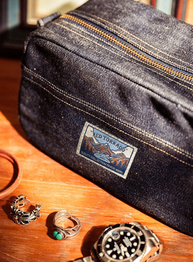 红风RedTornado赤耳丹宁面料旅行收纳包手拿包洗漱包化妆品收纳包