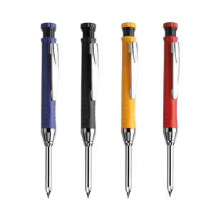 坚洲工程木工铅笔2.8mm自动铅笔长头木工笔深孔标记笔工程制图铅笔金属打孔木工划线笔红黄黑笔芯自带削笔器