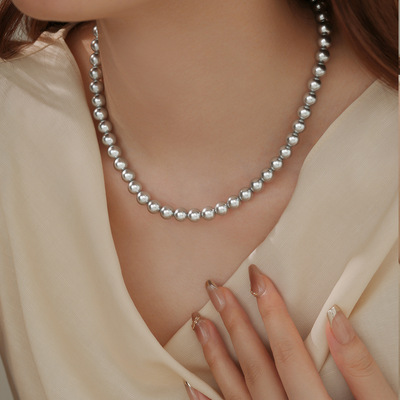 施家真多麻灰色珍珠项链