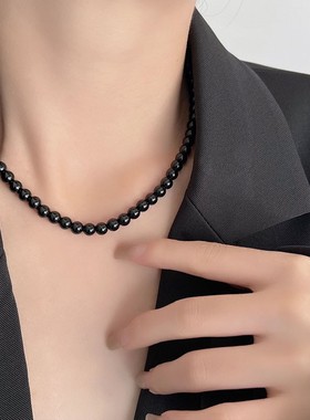 天然黑玛瑙手链女款小众设计感