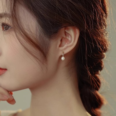 天然淡水珍珠耳钉高级温柔气质