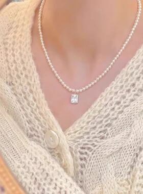 锆石淡水珍珠锁骨链女百搭新款