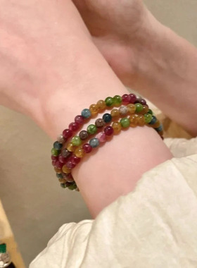 天然小碧玺石手链叠戴手串