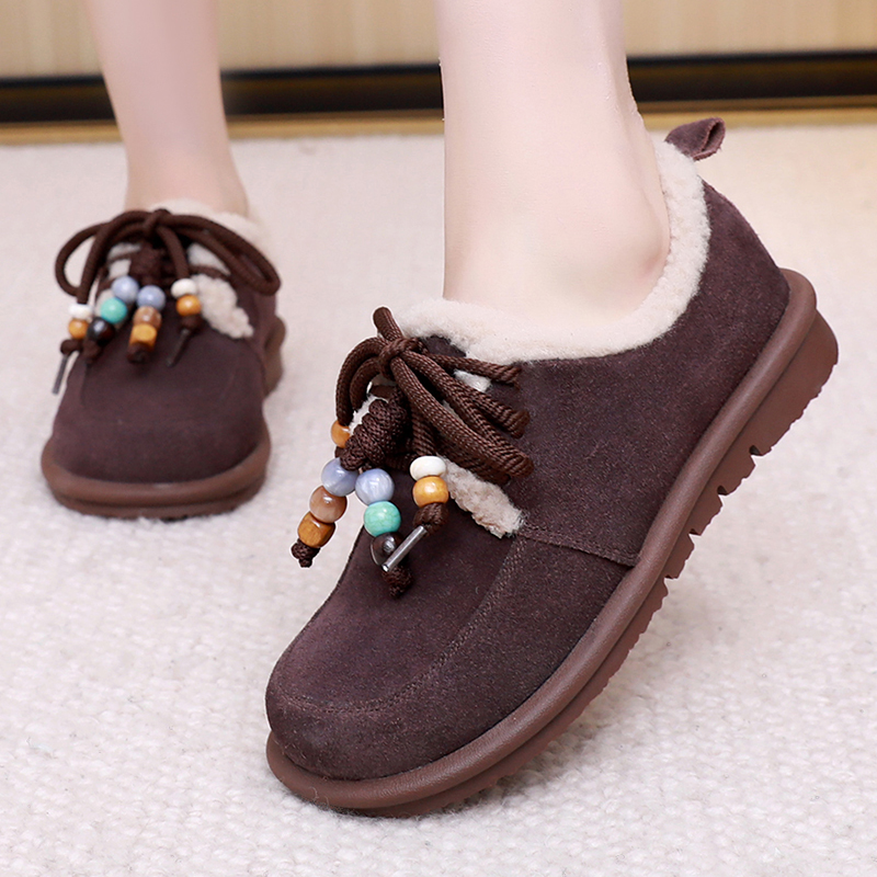 真皮大码女鞋41-43韩版百搭棉鞋