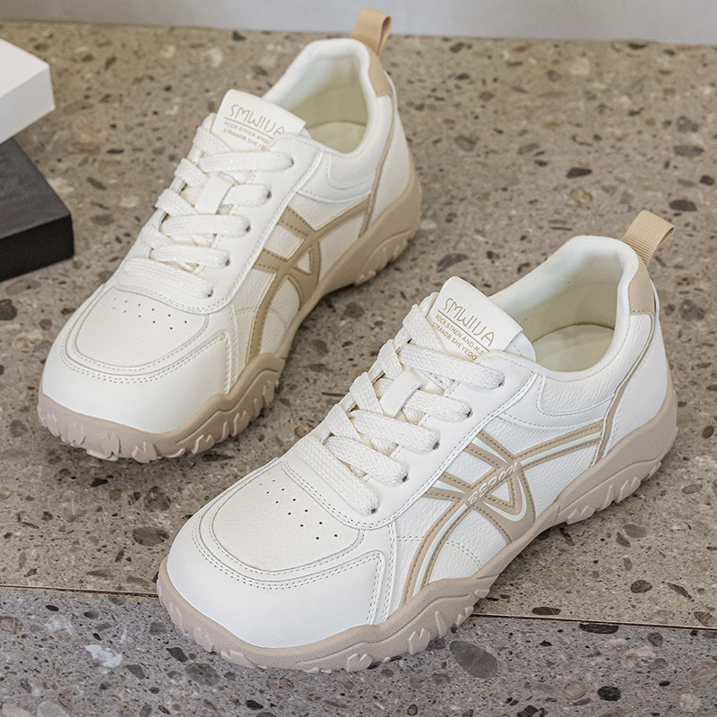 真皮女鞋41-43休闲运动鞋2026春新款百搭轻便平底软底圆头小白鞋,女鞋,时尚休闲鞋,淘宝优惠券,粉丝福利购,淘宝优惠卷