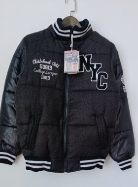 Gu163法国潮牌绝版NYC冬季超厚实棒球服加厚夹棉夹克外套