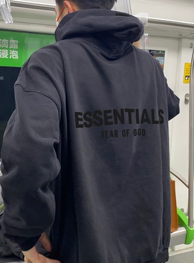植绒字母ESSENTLAIS FOGESS2025卫衣连帽男秋冬嘻哈重磅高街美式