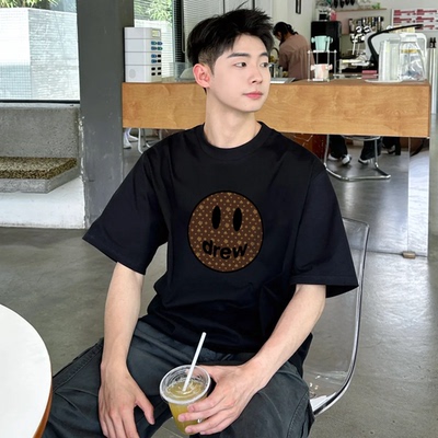 Drew短袖老花笑脸美式男潮牌T恤