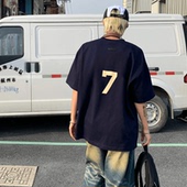 夏季 FEAR 植绒7字T恤 男女纯棉美式 高街嘻哈7号FOG半袖 GOD短袖