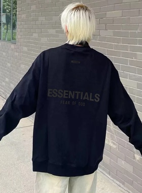 压胶ESSENTLAIS FOGESS2025圆领卫衣男纯棉宽松高街美式复线秋冬