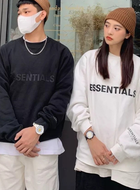压胶ESSENTLAIS FOGESS2025圆领卫衣男帅气嘻哈宽松美式纯棉秋冬