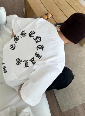 ESSENTLAIS FOGESS2025短袖t恤男女潮牌痞帅哥特风嘻哈洛杉矶半袖