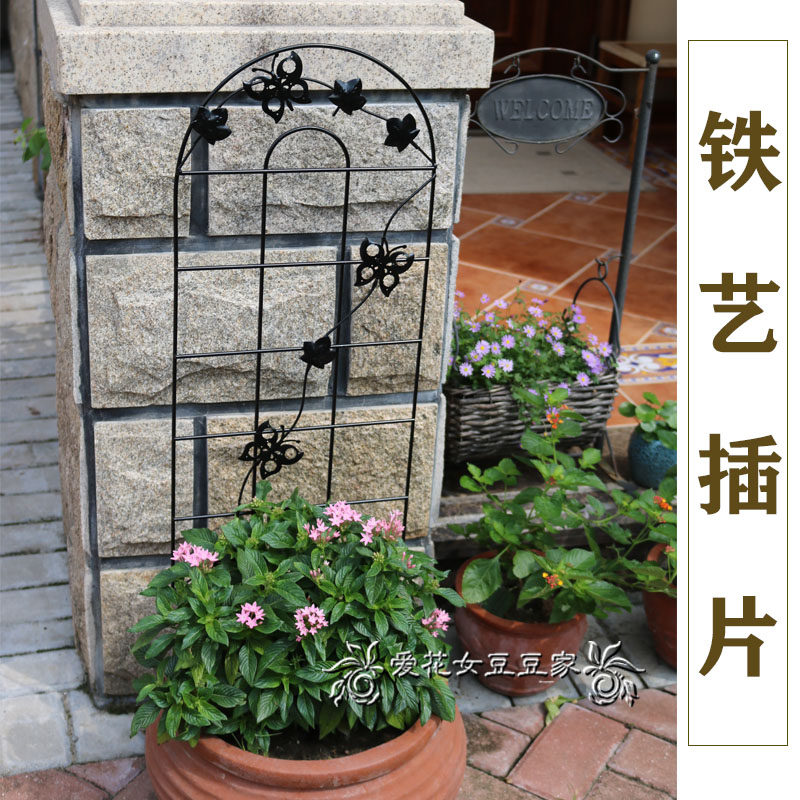 月季花幕架 植物爬藤架花插片铁线莲爬藤架园艺扶助器 铁艺小插片