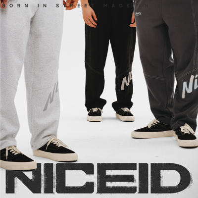 NICEID NICE运动裤男春秋款宽松直筒长裤刺绣LOGO篮球训练裤