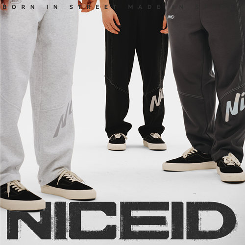 NICEID NICE运动裤男春秋款宽松直筒长裤刺绣LOGO篮球训练裤
