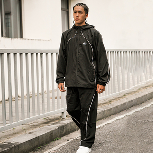 NICEID 上衣 NICE边条连帽外套队服篮球训练服防风保暖开襟长袖