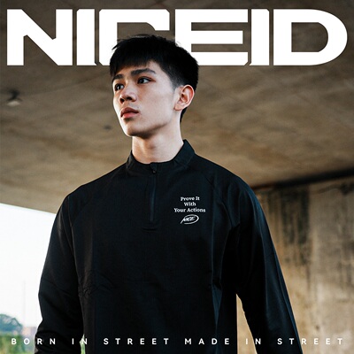 NICEID NICE半拉链格纹运动长袖篮球投篮服春秋薄打底男女宽松