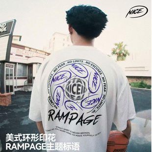 NICEID NICE RAMPAGE圆领运动美式T恤宽松小领口篮球短袖男女