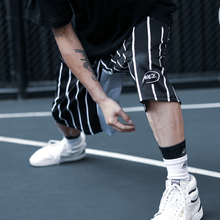 NICEID NICE篮球短裤 宽松训练 hiphop街头风 条纹休闲运动五分裤
