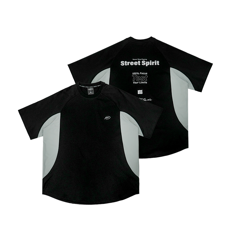 NICEID NICE运动拼色短袖宽松篮球短袖版型速干潮流圆领训练T恤