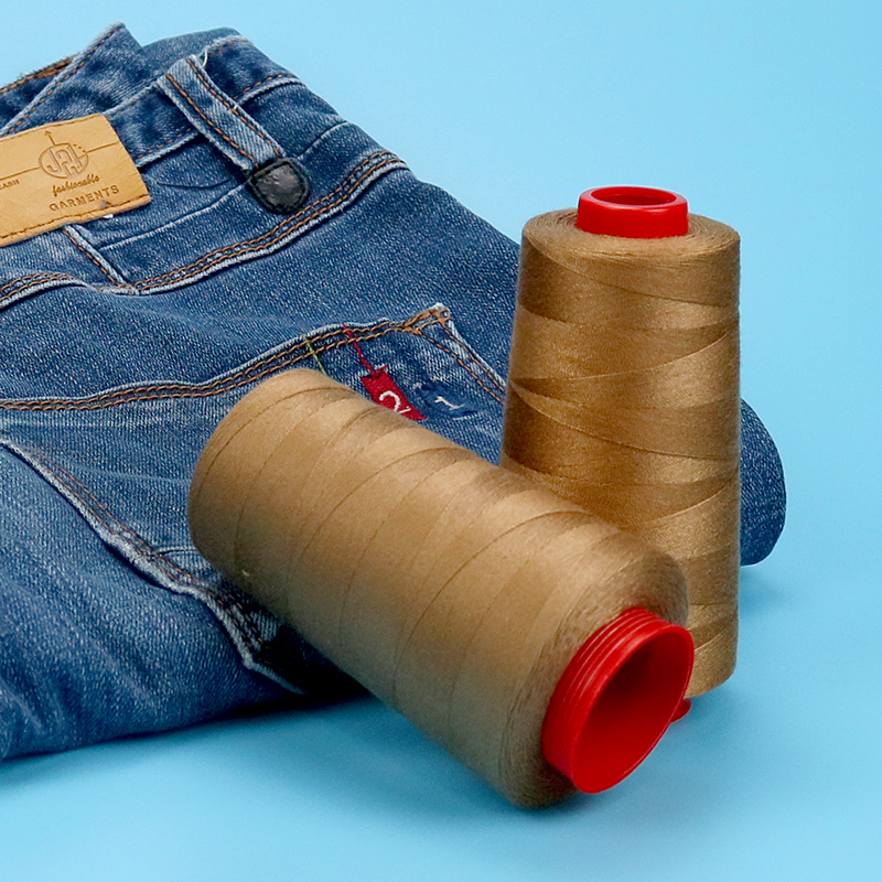 203牛仔缝纫线手工土黄色3000码宝塔线团脚边线厚料特粗锁边专用