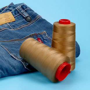 203牛仔缝纫线手工土黄色3000码宝塔线团脚边线厚料特粗锁边专用