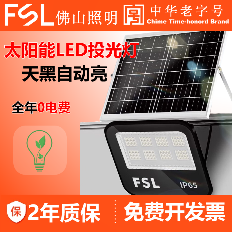 佛山照明led太阳能投光灯家用户外庭院灯农村防水照明灯自动亮灯