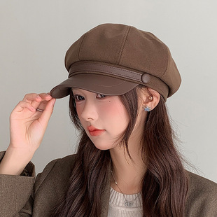 日系鸭舌八角帽子女款春夏季复古百搭保暖报童帽防风显脸小