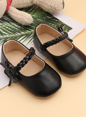 春秋新款黑色女童皮鞋婴儿平底鞋女孩公主鞋校服礼服鞋家居学步鞋