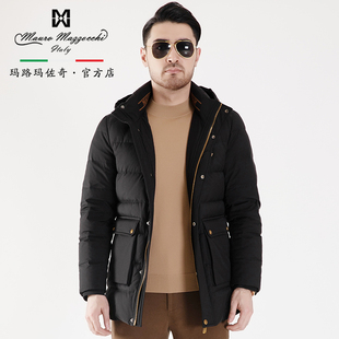 玛路男装/MAURO秋冬锦纶面料内里充绒连帽羽绒服轻便保暖MJ466010
