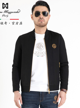 玛路男装/MAURO秋冬品牌绣花烫钻时尚立领茄克/柔软保暖MJ362313
