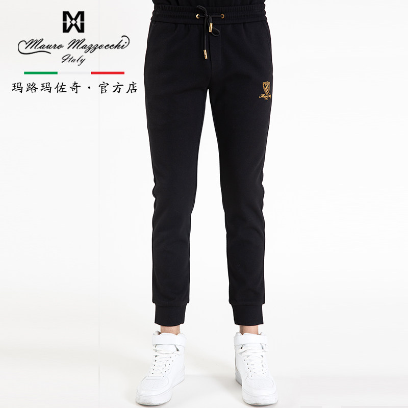 玛路男装/MAURO秋冬绣花烫钻休闲时尚针织裤柔软保暖MJ307305下装